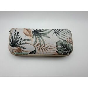 Blenders Eyewear Sunglasses Hard Case Tropical Palm Leaf Print Tan Green Zip